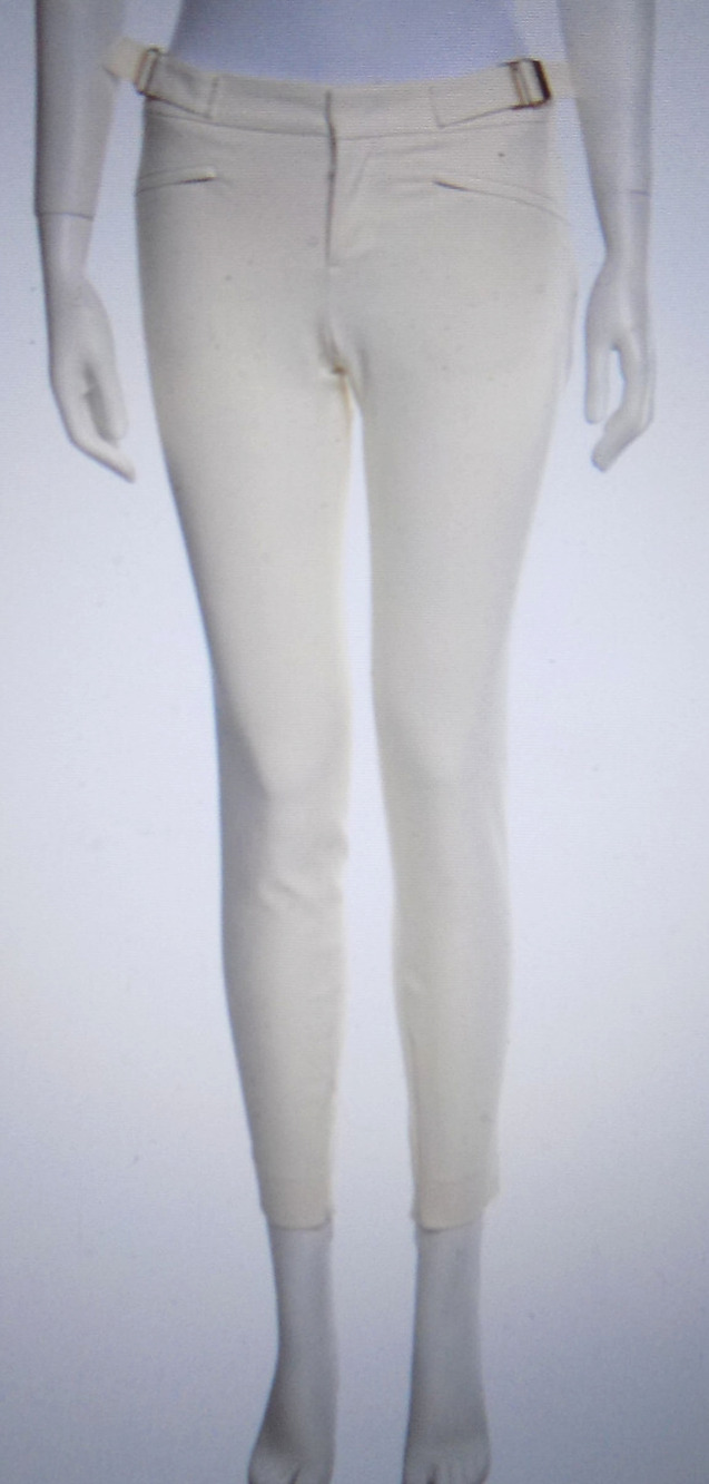 Gucci White Low Rise Skinny Cotton Pants Zip ankles Buckle Sides EU 38 30"x29"
